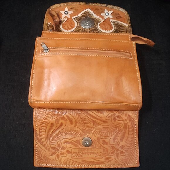 American West Desert Wildflower Small Tan Leather Crossbody Bag - Picture 8 of 9